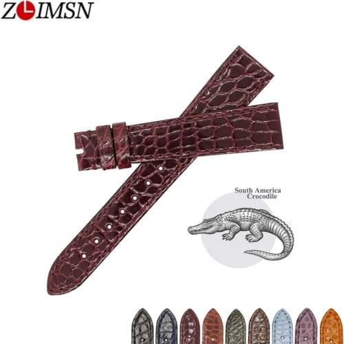 ZLIMSN Top Quality Genuine Crocodile Luxury Round Stripe Crocodile Skin Strap Size Can Be Customized 18mm 19mm 20mm 21mm 22mm