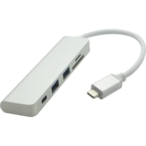 10pcs/lot 5 in 1 USB C Type C to SD TF Card Reader USB 3.1 Type C PD Charging Adapter 2 USB 3.0 Ports Hub for New Macbook