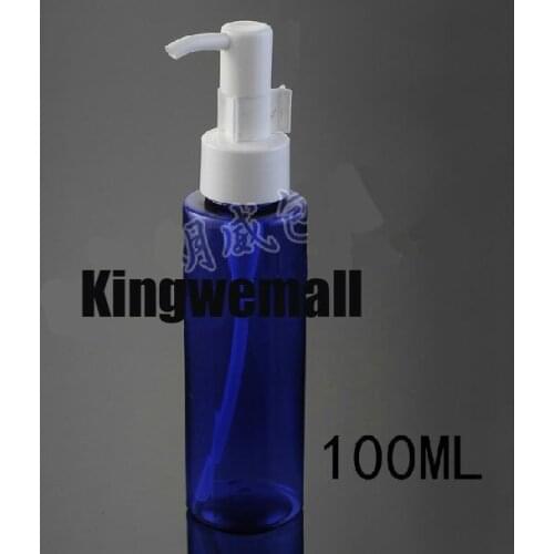 100ml Korea pump bottle 300PCS/LOT Cosmetic Container,Flat shoulder Blue Cleansing Oil Bottle
