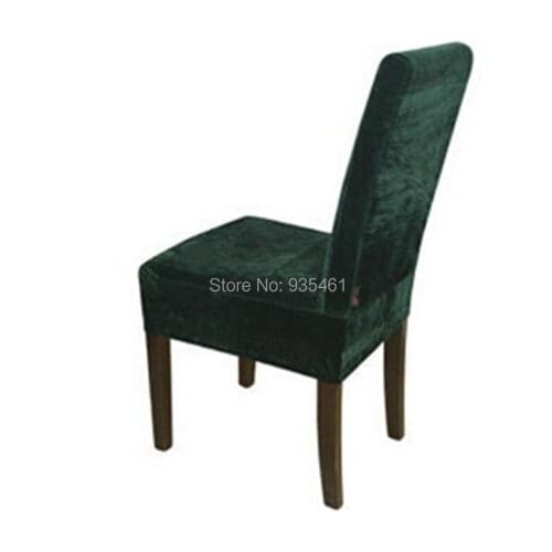 100PCS Surefit Chocolate Soft Suede Short Dining Chair Cover / chair cover / dark green