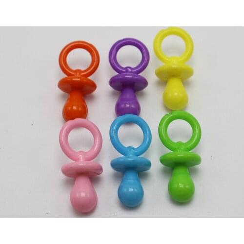 100 Mixed Bubblegum Color Acrylic Baby Nipple Pendants 23X10mm