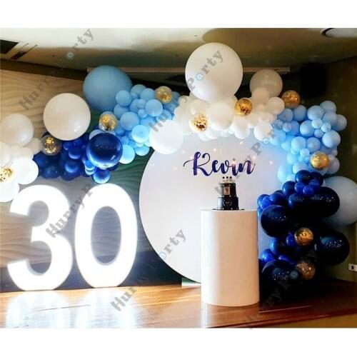194Pcs Adult Birthday Balloon Decoration Garland Blue White Latex Ballon Arch Kit Wedding Decorations Bride To Be Accessories