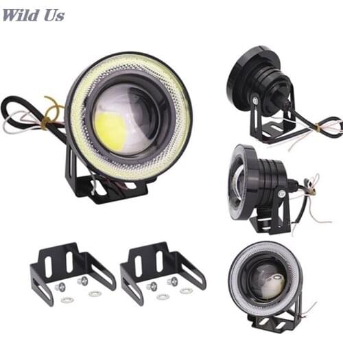 2.5'' 15W Car White COB LED Projector Angel Eyes Blue Ring DRL Fog Light Lamp
