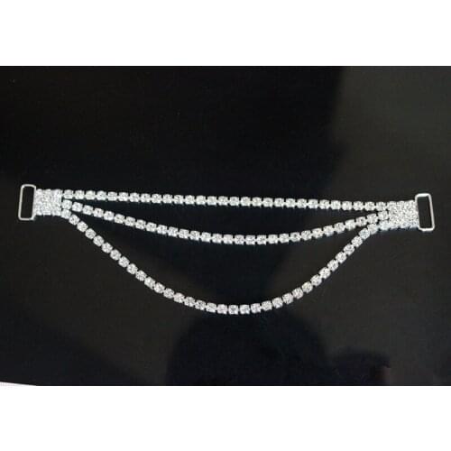 20pcs 3Rows Compact Silver Crystal Rhinestone Bikini Connectors/ Buckle Metal Chain For Swimming Wear Bikini
