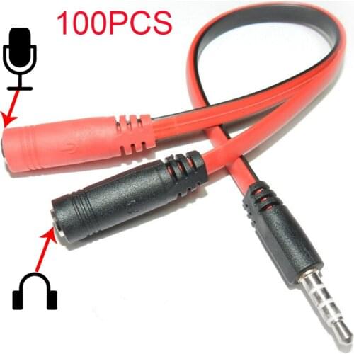 3.5mm Stereo Audio Plug 1 Male to 2 Female Adapter Cable Splitter Microphone and Headphone Jack Cord