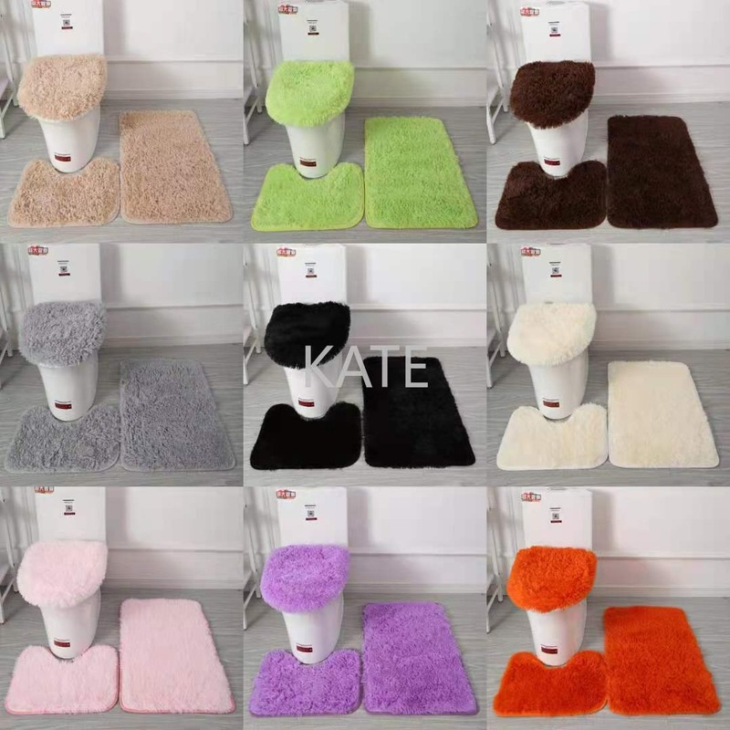 3 Piece Bathroom Anti-slip Mat Set Toilet Carpet Flannel Non-slip Shower Carpet Set Household Toilet Lid Shower Carpet Floor Mat