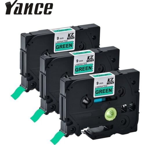 3Pcs TZe Tape Tze-721 Tz-721 Laminated Tape Compatible For Brother label printer 9mm black on green Tze 721 label maker tape