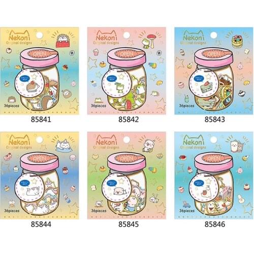 36Pcs/Pack Cute Hedgehog Unicorn Diary Decorative Mobile Sticker Scrapbooking DIY Craft Stickers