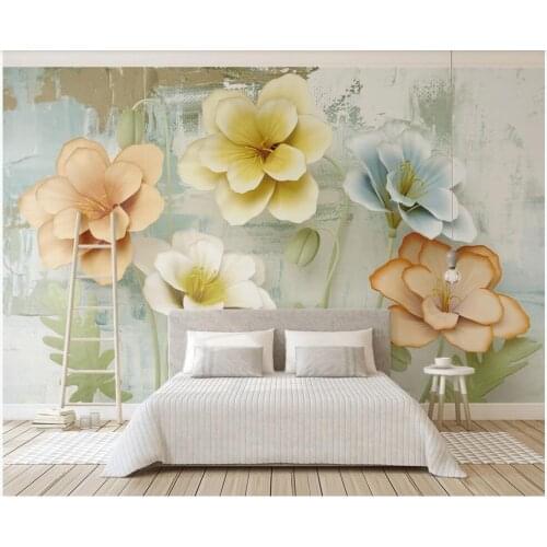 Custom photo 3d wallpaper Color carved flowers vintage oil painting room home decor 3d wall murals wallpaper for walls 3 d