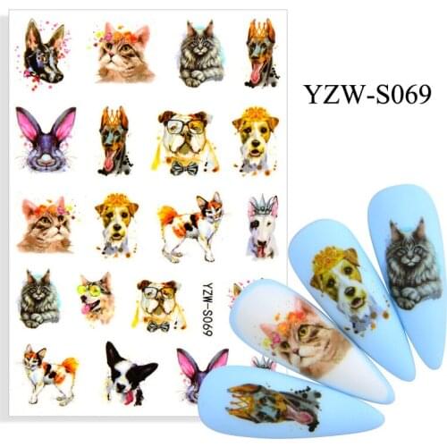 3D Nail Sticker Pet Cat Dog Animal Slider Nails Art Decoration Wraps Decals Design Adhesive Manicure Tips Stickers Pegatina