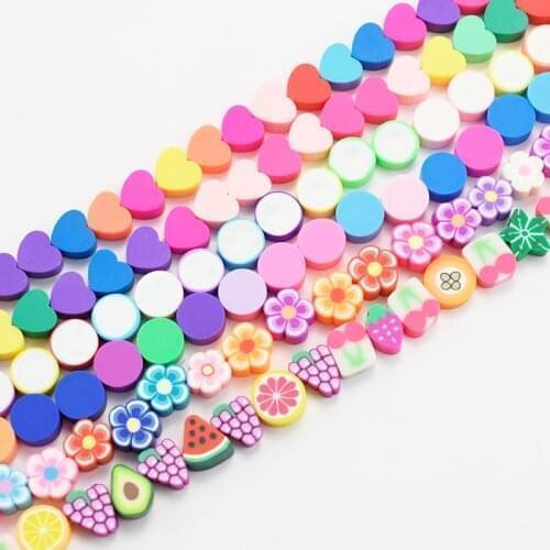 40 Beads DIY Jewelry Findings Clay Beads Fruits Heart Flower Beads Polymer Clay Beads For Jewelry Making DIY Bracelet Necklace