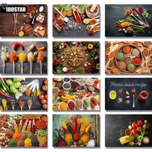 5d Diy Diamond Painting Kitchen Seasoning Full Square Diamond Embroidery Home Kitchen Decoration Mosaic Picture Of Rhinestones