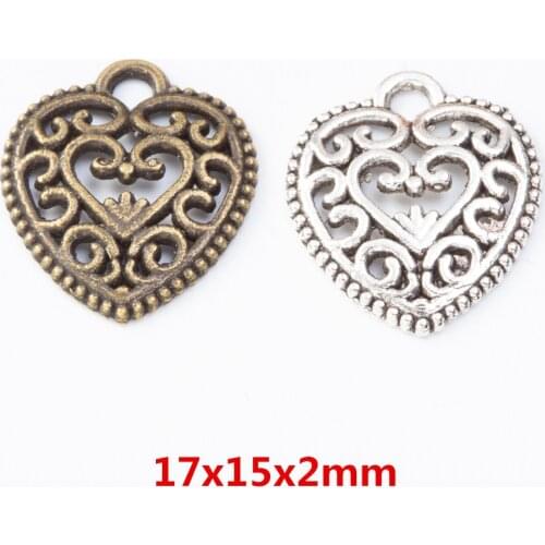 85 pieces of retro metal zinc alloy love pendant for DIY handmade jewelry necklace making 7929