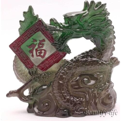 Allochroic Mascot,Green Lucky Dragon,Fengshui,Best Gifts,Novel present, arts&Crafts,Ornament will change color, tea pet, S1175A