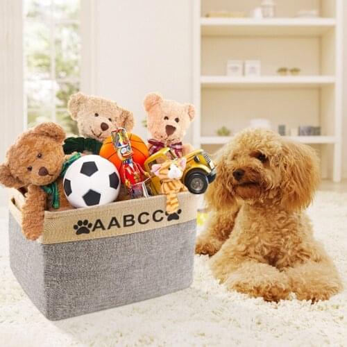 Large Space Canvas Dog Toy Storage Box Folding Waterproof Linen Pet Puppy Sundries Storage Cube Organizer Dog Accessories Basket