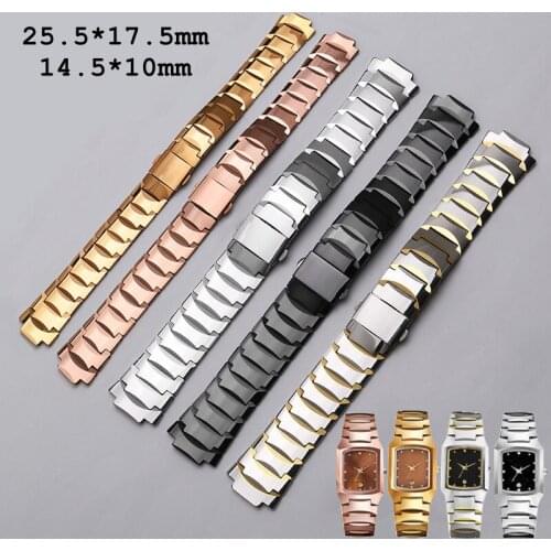 Watch Accessories Bracelet for RADO 6021 Series Tungsten Steel Watch Band Butterfly Buckle Concave Mouth Men/Women Watch Strap