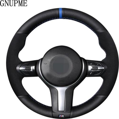 Black Suede Genuine Leather Steering Wheel Cover for BMW F87 M2 F80 M3 F82 F12 F13 F85 X5 M F86 X6 M F33 F30 M4 M5 M6