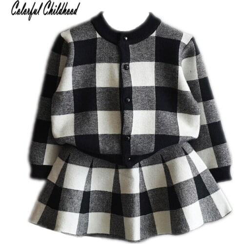 Baby Kids Girls Set Autumn Toddler Long Sleeve Lattice British Style Coat+skirt Suit Christmas Outfit Clothes Teens Clothes Girl