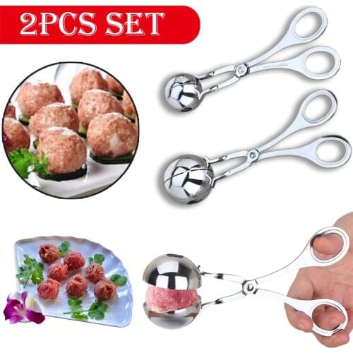 S L Sizes 2Pcs Kitchen Meatball Maker Stainless Steel Meatball Clip Fish Ball Rice Ball Making Mold Tool Kitchen Accessories