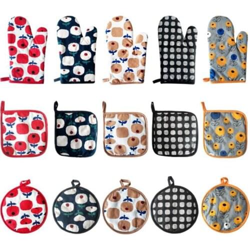 5 Colors Cotton Oven Mitts Dish Mat Pads Pot Holder Home Kitchen Restaurant Baking Class Use Ins Hot
