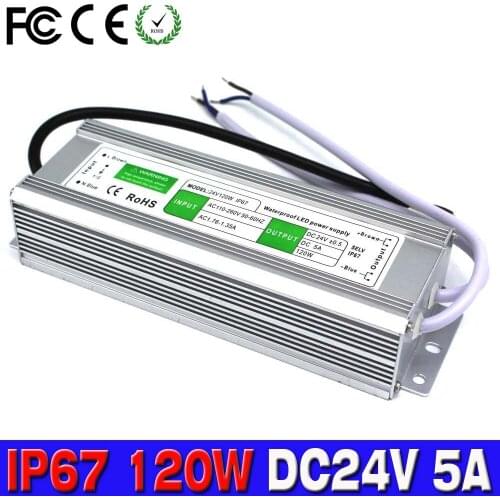 DC Power Supply 24V 5A 120W Waterproof IP67 LED Driver Electronic lighting Tansformers For Outdoor Lighting display strip lamp