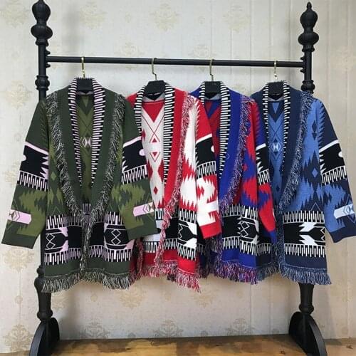 Spring Luxury 2021 New Women Flower Jacquard Tassel Knitted Wool Cardigans Ladies High Quality Coat Sweater 4 Color