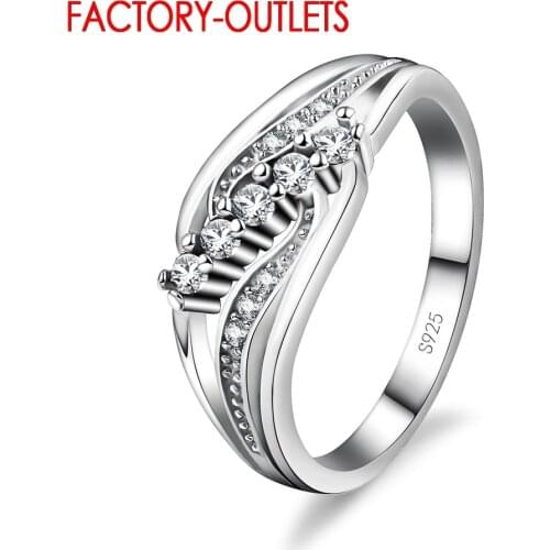 925 Sterling Silver Bridal Ring Classic Fashion Jewelry Cubic Zirconia Prong Setting Gift For Women Girls Wholesale