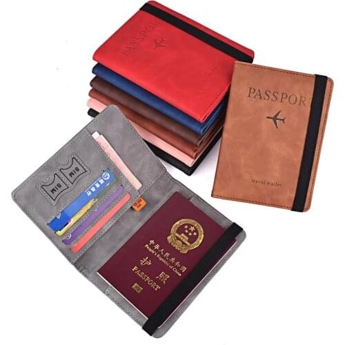 RFID Blocking Travel Passport Holder with Elastic Band Business Wallet ID Card Case Cover Document Organizer for Russia