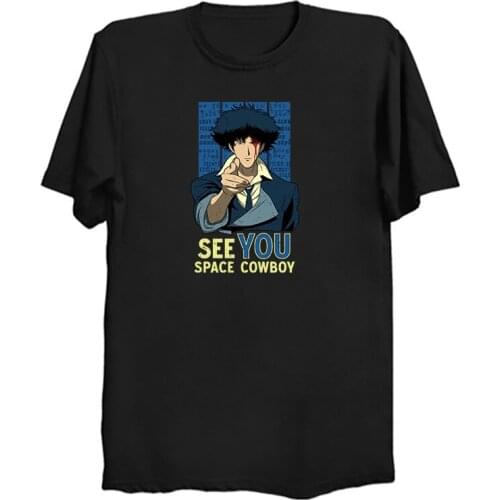 Cool Cowboy Bebop T Shirts Men Short Sleeve Casual Anime Space Spike Japanese Manga Jet Faye Tshirt O-neck Cotton Tee Tops