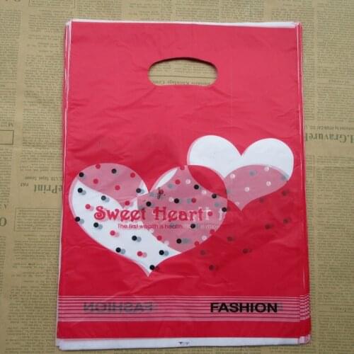 2015 Hot-selling 100pcs 35*25cm Multicolor Cute vertical stripes Plastic Handle Shopping Bag For Gifts 015035070