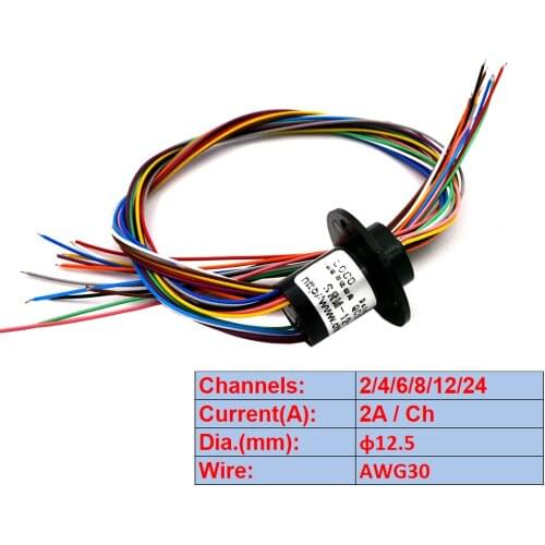 Micro Slip Ring 2/4//6/8/12/24 Channel 2A 12.5mm/15.5mm Rotate Dining Table Slip Ring Electric Collector Rings