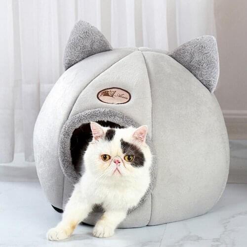 Cute Cat Tent Nest Winter Cat Beds Foldable Kennel Warm Nest Soft Comfortable Small Medium Animal Puppy Cave Sleeping Mat