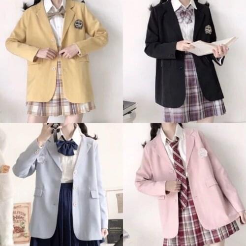 Japanese style preppy sweet women suit jacket Korean ins Harajuku cute JK uniform jacket autumn new vintage loose casual jacket