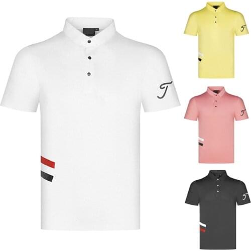 New Summer Men Golf Short-Sleeved Breathable and Sweat-Wicking T-Shirt Polo Sports Outdoor Casual Jacket Polyester Fabric Jersey