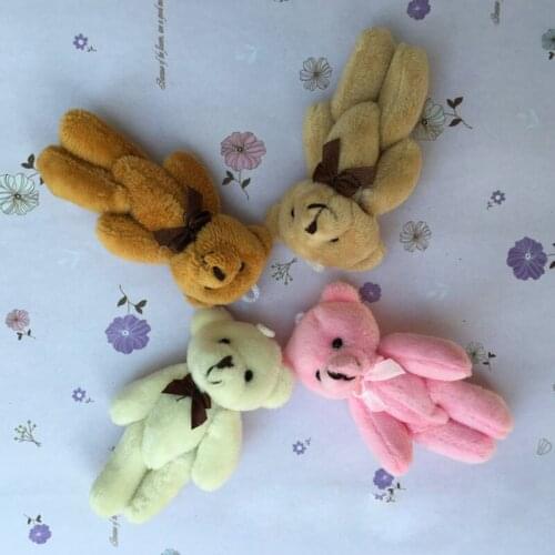 Stuffed Bear Toy Wedding Gift Bouquet Decor Doll Toy Super Kawaii 8CM Joint Bowtie Bear Plush Doll Toy B0868