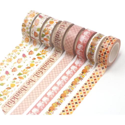 NEW Decorative Autumn Leaves Mushrooms Food Thanksgiving Masking Washi Tapes DIY Scrapbooking Adhesive Stickers Kawaii Papeleria