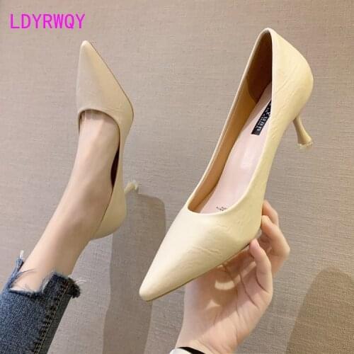 Womens 2020 new autumn Korean square head shallow mouth single shoes womens slim heel