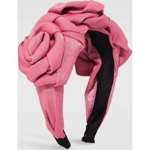 Pure Color Headband Fashion Rose Flower Fabric Hair Hoop Ladies Headwear Hair Accessories