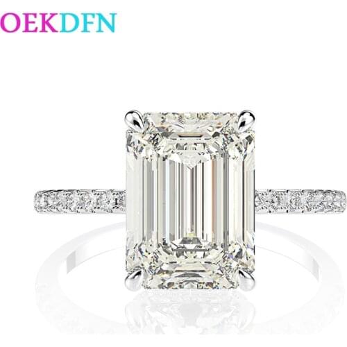 OEKDFN Classic 925 Sterling Silver Ring For Women 8*11mm AAAAA+ Zircon Engagement Wedding Jewelry Anniversary Womens Rings Gift