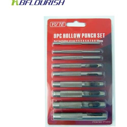 Wholesale 10sets/lot per9pcs Mix 9 Sizes Hole Punch Cutter Belt Watch Band Gasket Hollow Leather Diy Tool free shipping