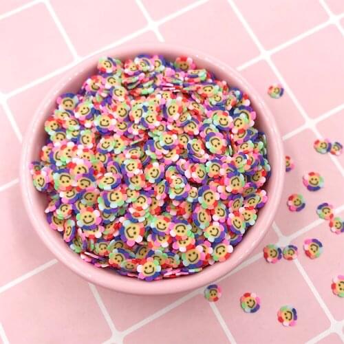 100g Rainbow Sunflower Polymer Clay Sprinkles for Craft Colorful Slice Kawaii Additives For Slime Kit Supplies Fluffy Plasticine