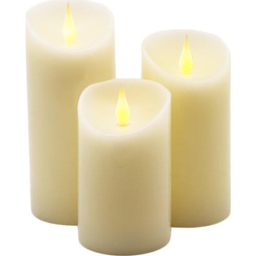 Jumping Flame LED Candles Lights Dancing Flame with Real Wax Pillar, Flameless Battery Operated LED Lights Moving Flame