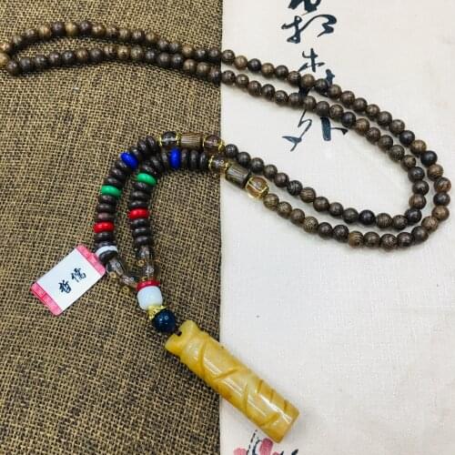 Zheru natural cinnabar carved red pirate ship pendant with red bead necklace beautiful men and women sweater chain