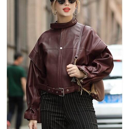 Women Coats 100% Genuine Leather 2019 Fashion Lady Natural Sheepskin Long Sleeves Jackets High Quality Soft
