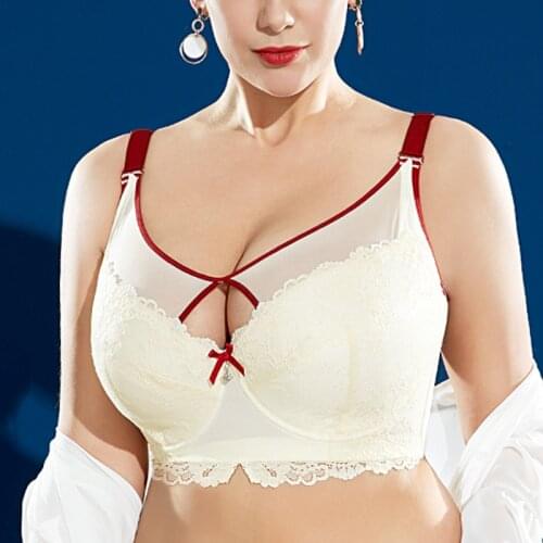 Womens Model Up Minimizer Bra Full Coverage Lace Embroidery Underwire Female Plus Size Lingerie 34 36 38 40 42 44 46 B C D E F