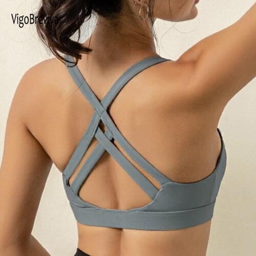 VigoBreviya Cross Bandage Sports Bra Women Seamless Push Up Workout Sport Top Crop Fitness Wear For Yoga Gym High Impact Vest