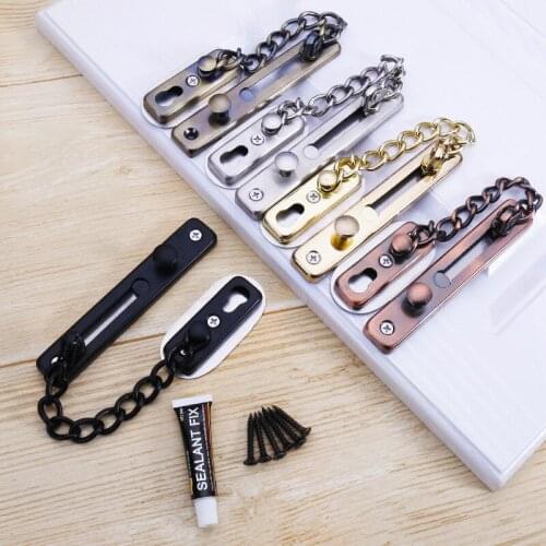 1PC Stainless Steel Anti-theft chain Punch-free/Punch Thickening Household Anti-theft Button Latch Door Chain