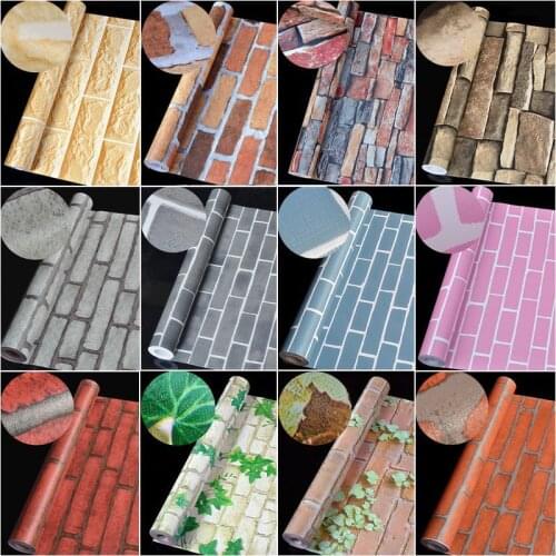 10M 3D PVC Furniture Kitchen Living Room Bedroom Brick wallpaperRock Wall Stickers Paper Self-adhesive Stickers Home Decor