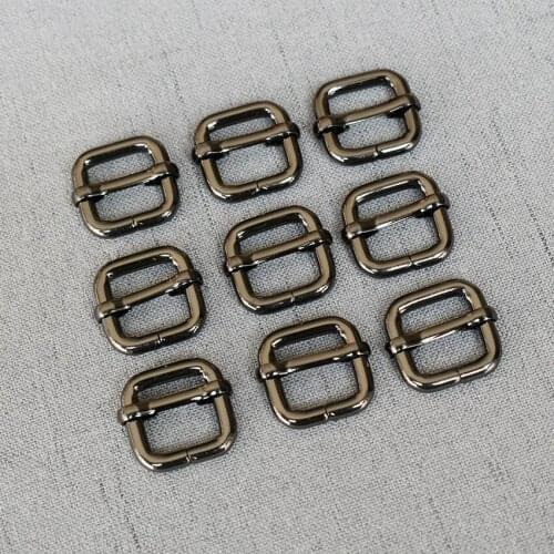 100 Pieces 15mm Gun Black Metal Buckle for Handbag Web Belt Adjust Round Buckles Slider DIY Leather Accessory 15LXK-q