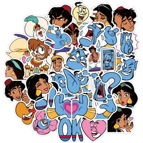 40 pcs Disney sticker toy Disney Princess Jasmine Aladdin Minnie Frozen Cute cartoon sticker luggage notebook graffiti sticker